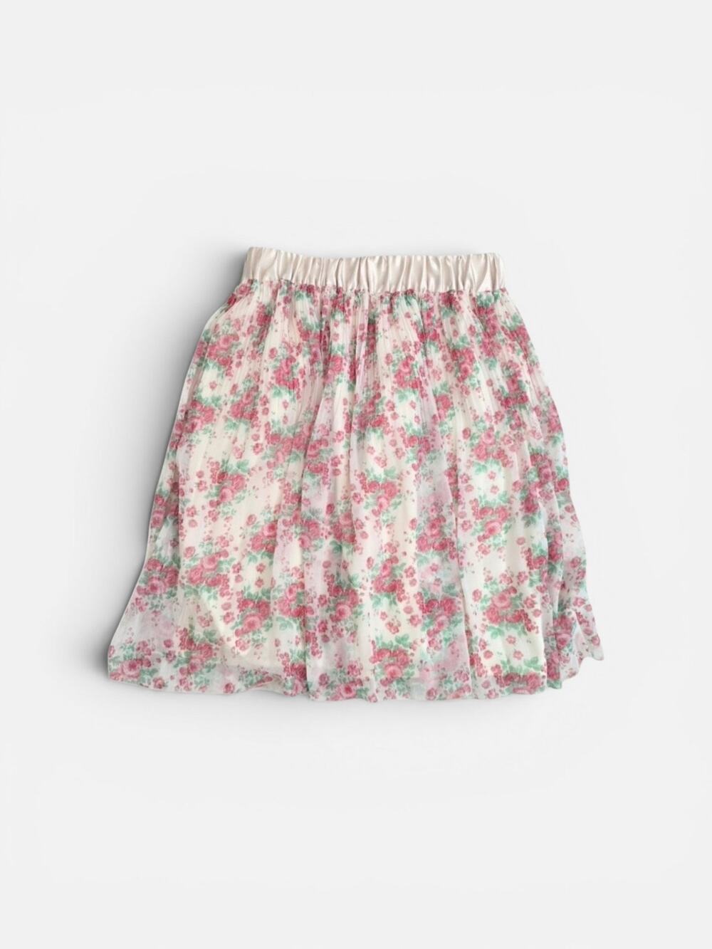Unique‎ Floral Pink Romantic Coquette Pleated Skirt